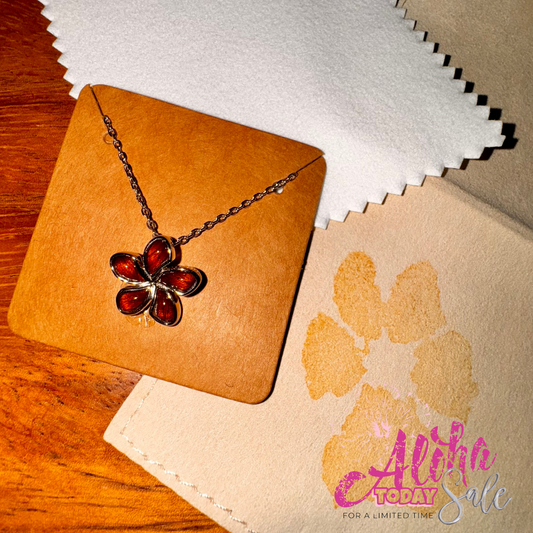 Plumeria Flower Koa Wood Pendant Necklace in 925 Sterling Silver  - Perfect for Gifting a Pet Lover