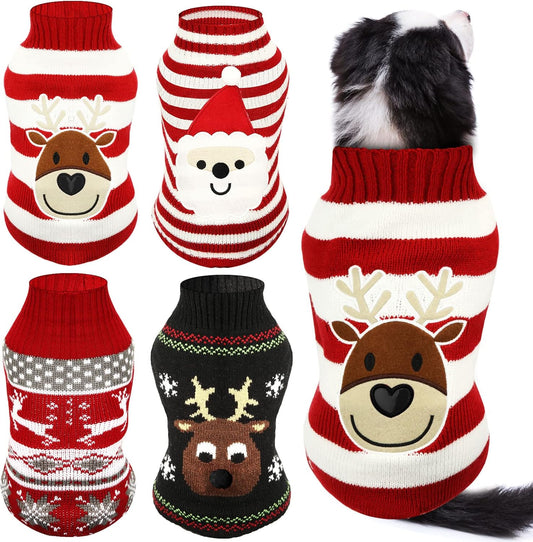 4-Piece Dog Holiday Sweater Set – Festive Style & Cozy Comfort